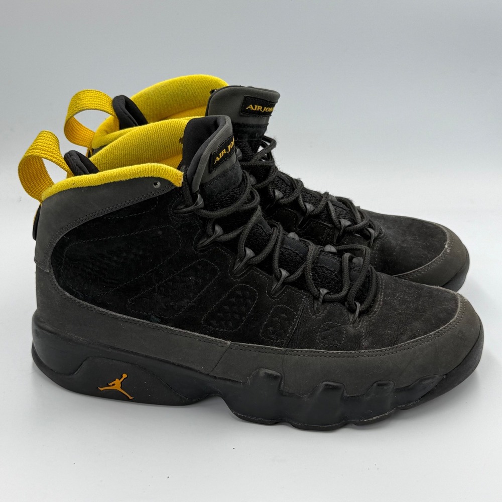 Nike Air Jordan 9‎ Retro Size 8 Black Dark Charcoal University Gold CT8019-070